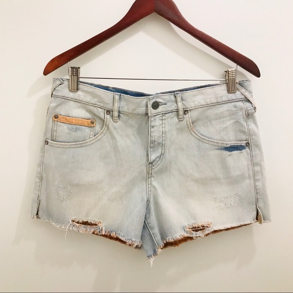 Free People Pants - Free People Destroyed Denim Shorts 29 white wash
